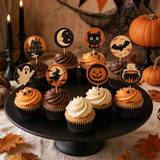 Retro Halloween Cupcake Toppers Template