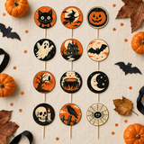 Retro Halloween Cupcake Toppers Template