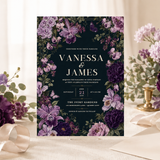 Gothic Purple Floral Wedding Invitation | Editable Canva Template