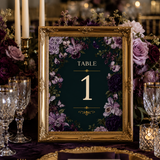 Purple Floral Wedding Table Sign | Editable Canva Template
