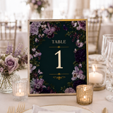 Purple Floral Wedding Table Sign | Editable Canva Template