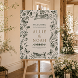 Woodland Wedding Welcome Sign Template | Editable Canva Botanical Bunny Sign