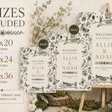 Woodland Wedding Welcome Sign Template | Editable Canva Botanical Bunny Sign