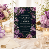 Gothic Purple Floral Wedding Invitation | Editable Canva Template