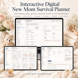 New Mom Survival Planner | Interactive Baby Tracker + Newborn Guide Library