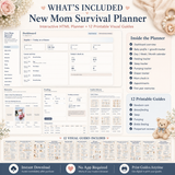 New Mom Survival Planner | Interactive Baby Tracker + Newborn Guide Library