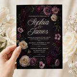Dark Floral Wedding Invitation Template | Editable Canva Wedding Invite
