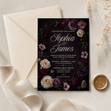 Dark Floral Wedding Invitation Template | Editable Canva Wedding Invite