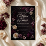Dark Floral Wedding Invitation Template | Editable Canva Wedding Invite