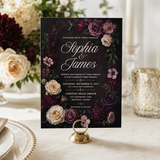 Dark Floral Wedding Invitation Template | Editable Canva Wedding Invite
