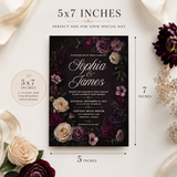 Dark Floral Wedding Invitation Template | Editable Canva Wedding Invite
