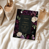 Dark Floral Wedding Invitation Template | Editable Canva Invite