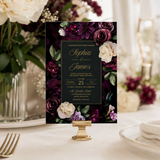 Dark Floral Wedding Invitation Template | Editable Canva Invite