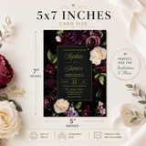 Dark Floral Wedding Invitation Template | Editable Canva Invite