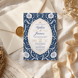 Chinoiserie Wedding Invitation Template | Blue Floral Editable Canva Invite