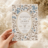Chinoiserie Wedding Invitation Template | Blue Floral Canva Invite