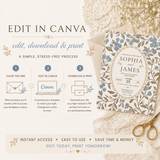 Chinoiserie Wedding Invitation Template | Blue Floral Canva Invite
