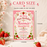 Berry First Birthday Invitation Template – Strawberry Birthday Invite Editable in Canva