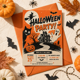 Retro Halloween Party Invitation Template