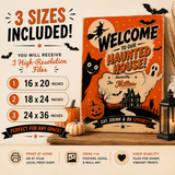 Retro Halloween Welcome Sign Template | Editable Haunted House Party Sign