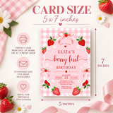 Berry First Birthday Invitation | Strawberry Birthday Invite | Editable Canva Template