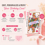 Queen of Hearts Birthday Card Template | Editable Canva Card