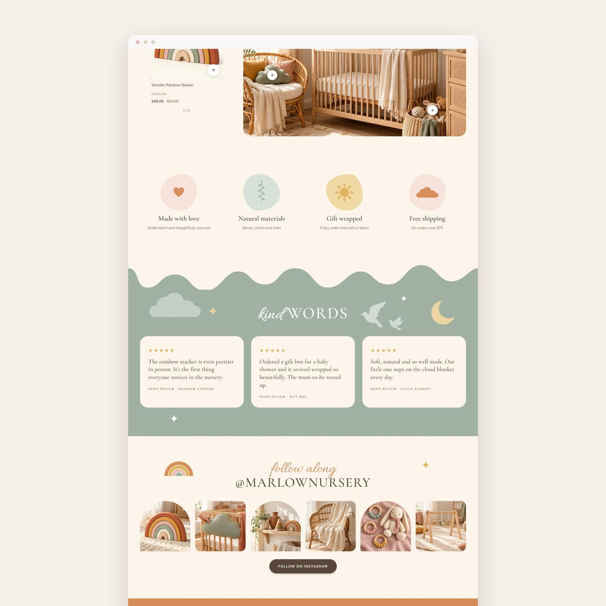 MARLOW boho nursery Shopify theme, preview 5