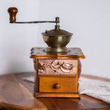 Vintage Art Meston Le Poder Coffee Grinder – Copper & Wood Manual Coffee Mill