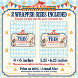 Chocolate wrapper templates in two flat sizes: 4 × 6 inches and 5.25 × 6.25 inches. Print at Actual Size.