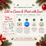 Whimsical Christmas Party Invitation Template | Editable Canva Party Like Santa Invite