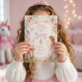 Fairy party invitation template held in hand