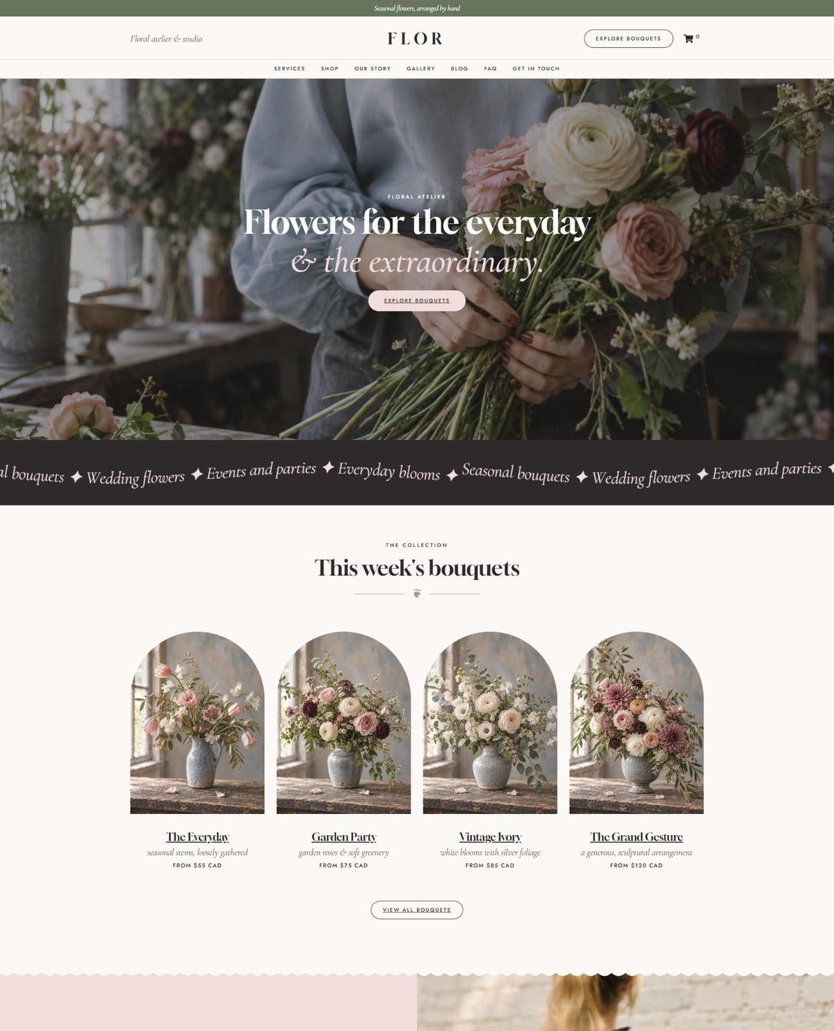 FLOR hero and this week's bouquets #page