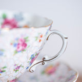 Grandmillennial style Hammersley teacup and saucer with gold accents