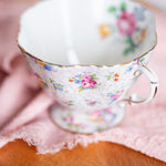 Fine bone china Hammersley teacup and saucer with pastel floral print