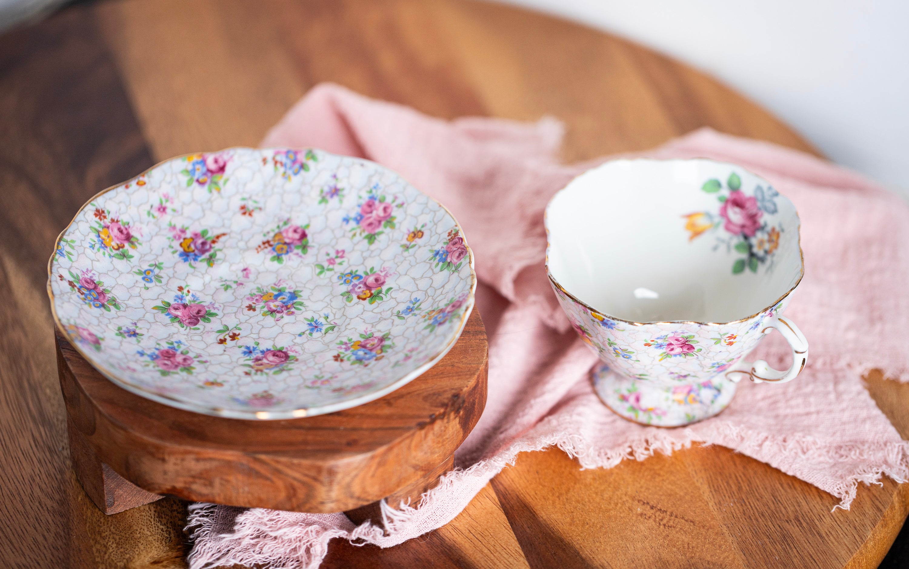 Vintage Hammersley Chintz Teacup and Saucer | English Bone China