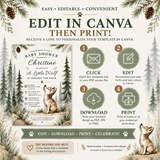 Little Wolf Baby Shower Invitation – Editable Canva Template