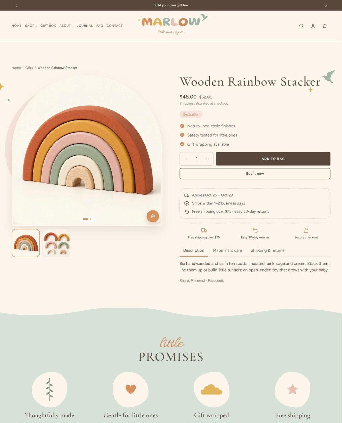 MARLOW product page with care guide #page