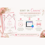 Canva template instructions explaining how to open the link, personalize the invitation, then download and print or send digitally.