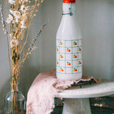 Vintage Italian Glass Milk Bottle 1970s | Art Deco Design | Apple and Pear Motif