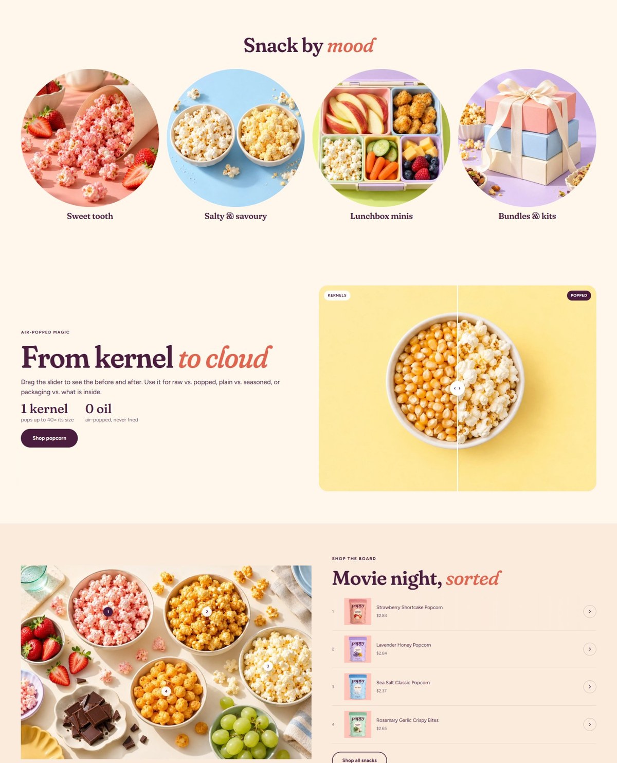 POPPY snack by mood and before/after slider #page