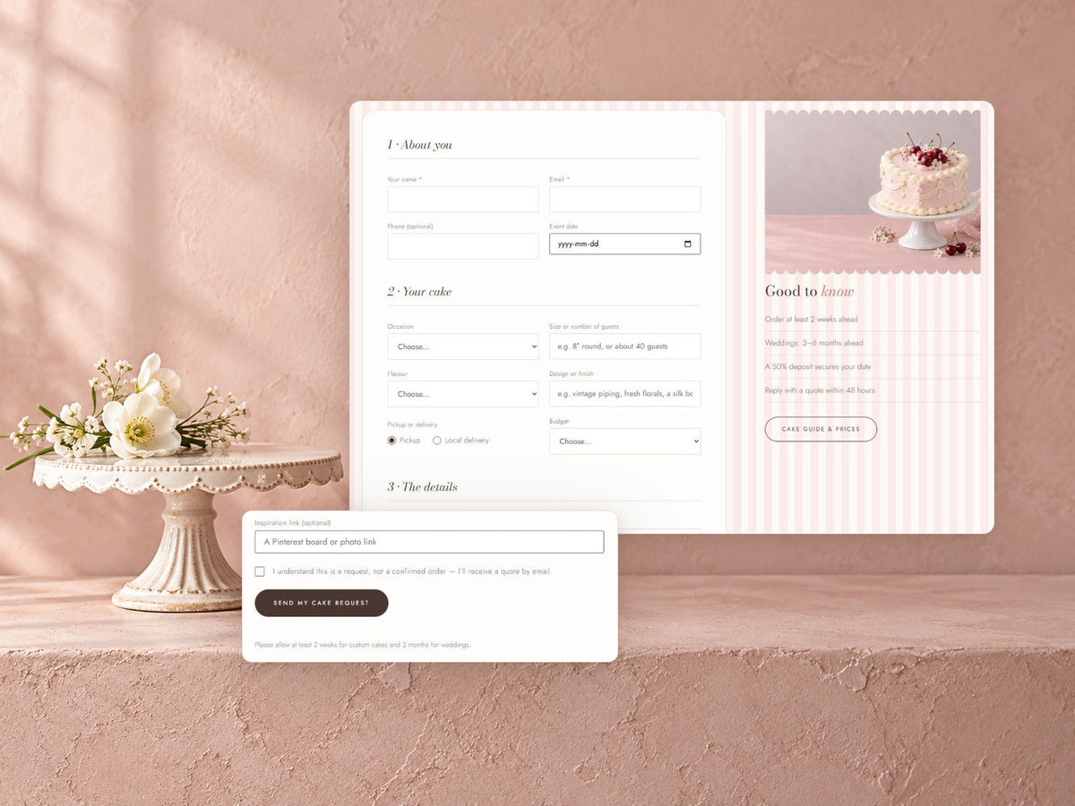 Custom cake order form