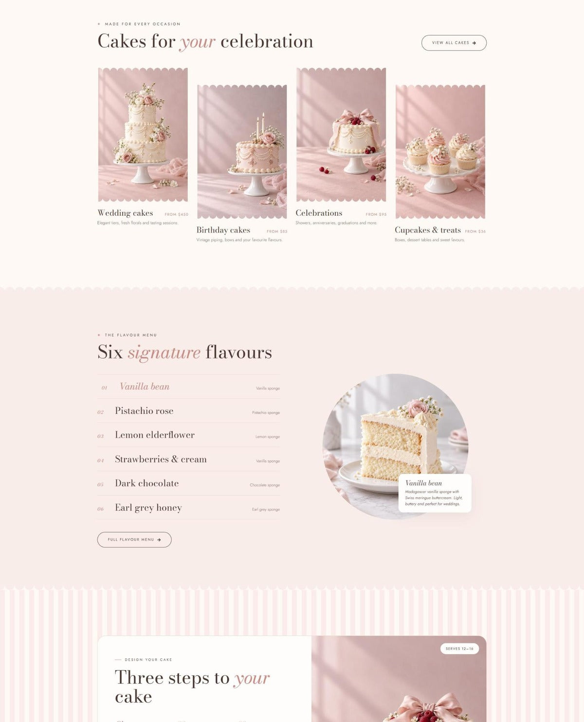 ROSIE cakes and flavour menu #page