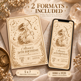 Sagittarius Birthday Invitation Template – Vintage Celestial Zodiac Invite