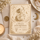 Sagittarius Birthday Invitation Template – Vintage Celestial Zodiac Invite