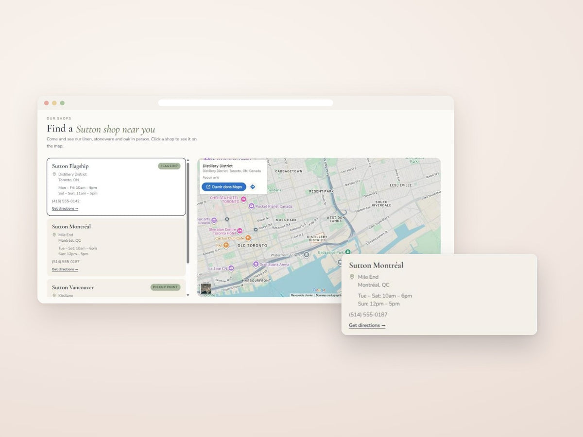 Store locator with map