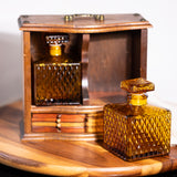Vintage liquor bottle with geometric textured glass