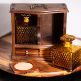 Amber glass liquor decanter for mid century decor