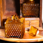 Retro whiskey decanter with wooden storage cabinet