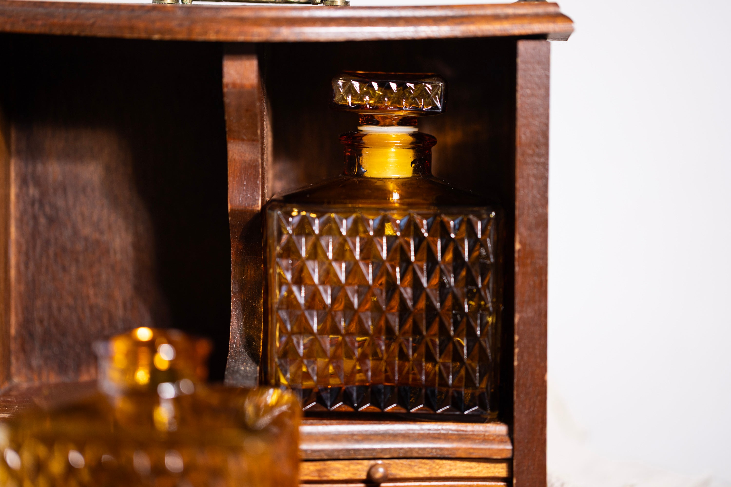 Amber glass barware decor for vintage interiors