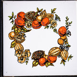 Vintage Cast Iron Trivet Set with Autumn Harvest Tiles